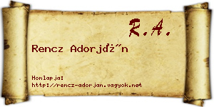 Rencz Adorján névjegykártya
